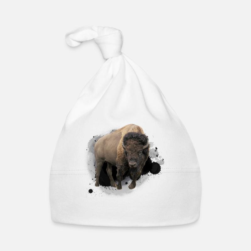 Bison buffalo cattle design illustration gift Organic Baby Cap