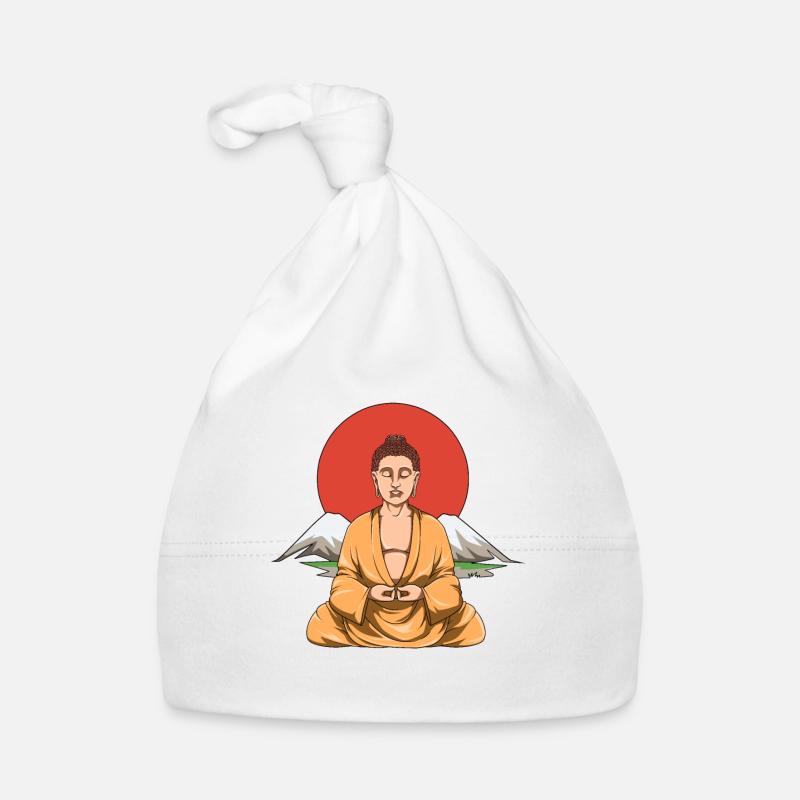 Bouddha japonais avec soleil rouge Bonnet bio Bébé