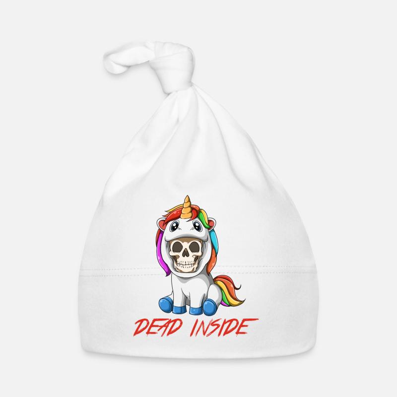 Squelette sarcastique en costume de licorne - parodie - Bonnet bio Bébé - blanc