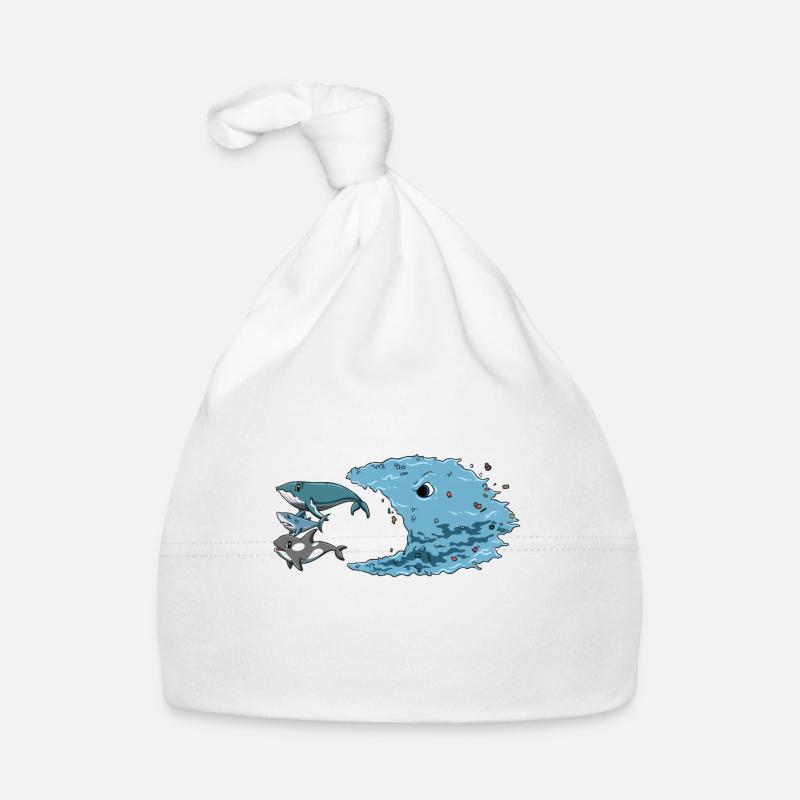 Sauvez l'océan du plastique - conception écologique - Bonnet bio Bébé - blanc