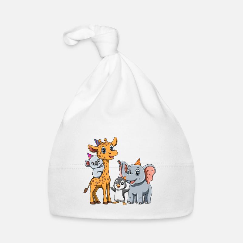 Süße Kinder & Zoo 2. Geburtstagsfeier - Baby Bio-Mütze - Weiß