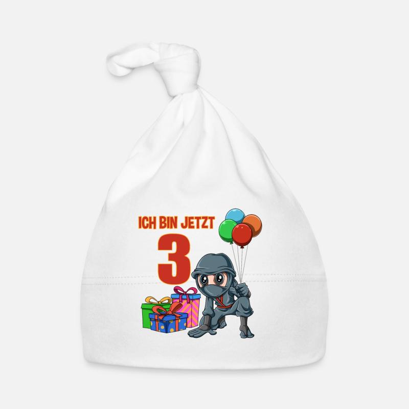 Anniversaire d'enfants ninja - 3 ans d'anniversaire d'enfants Bonnet bio Bébé