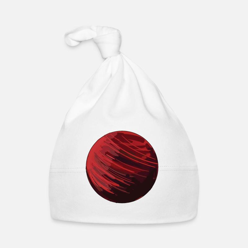 Circle Red Circle Symobl Shapes Planet - Organic Baby Cap - white