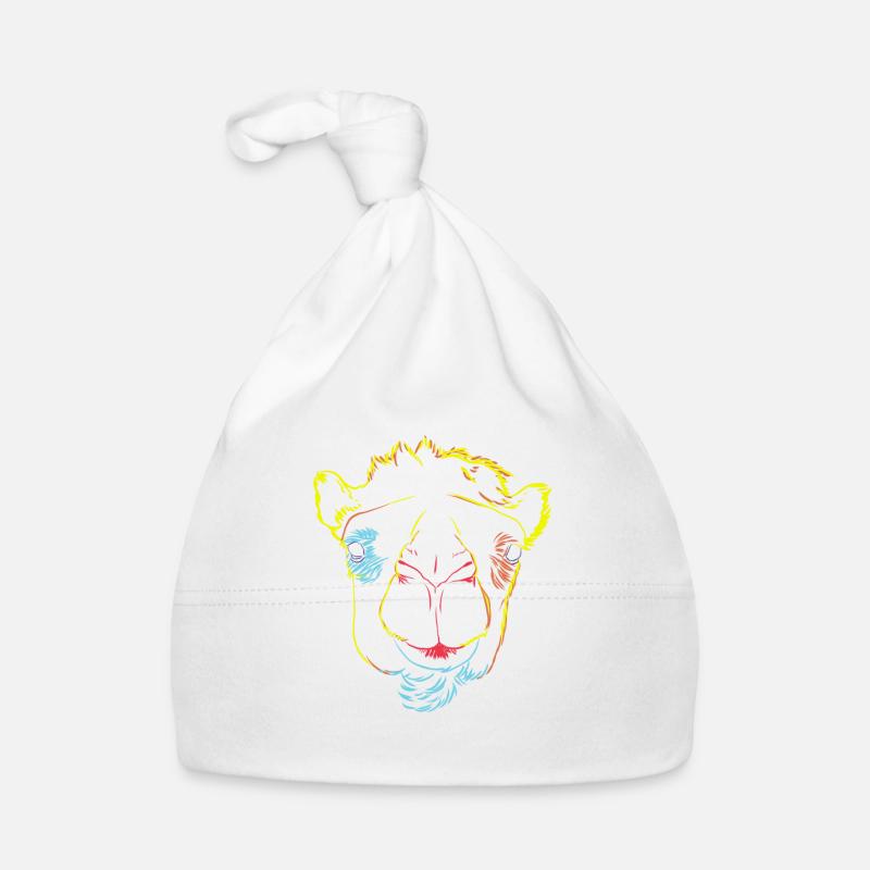 Camel Strokes - Organic Baby Cap - white