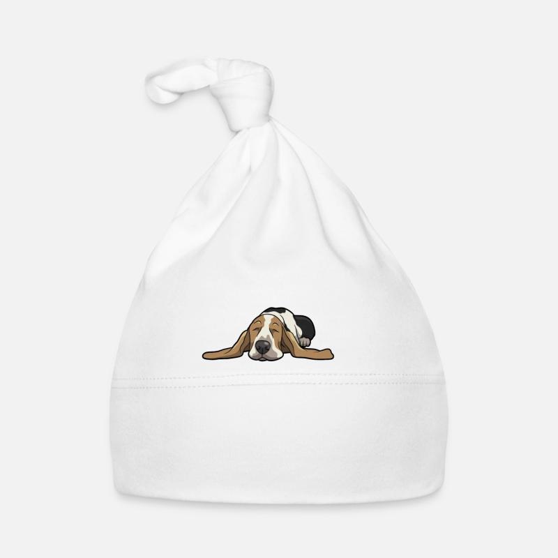 Basset Hound - Bonnet bio Bébé - blanc