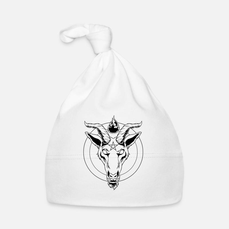 Baphomet Ziege mit Pentagramsymbol - Baby Bio-Mütze - Weiß