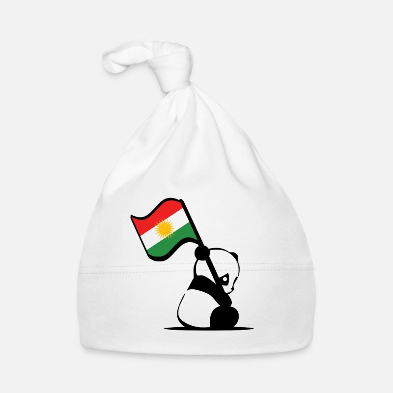 Panda kurde. Panda mignon avec le drapeau du Kurdistan Bonnet bio Bébé