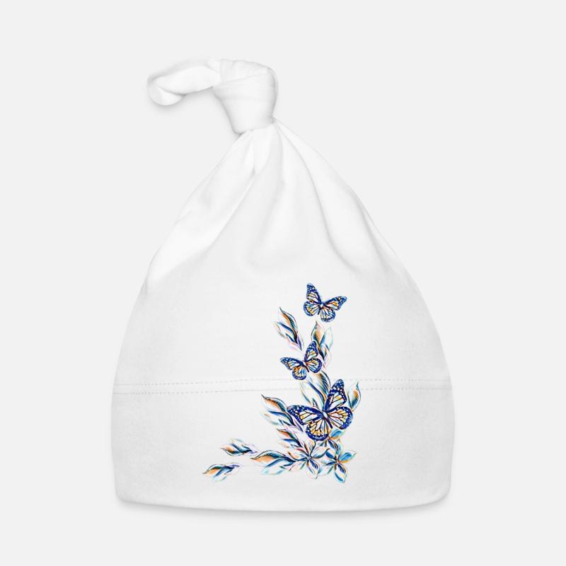 Papillons - Bonnet bio Bébé - blanc