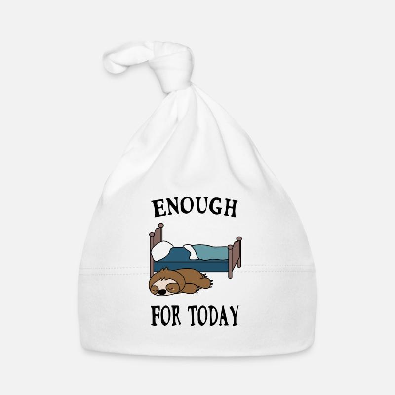 Faultier Bett Enough For Today lustiges Shirt Baby Bio-Mütze