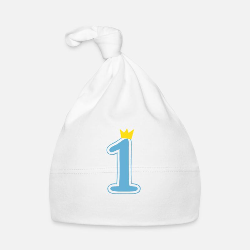 1 Erster Geburtstag Geschenkidee - Baby Bio-Mütze - Weiß