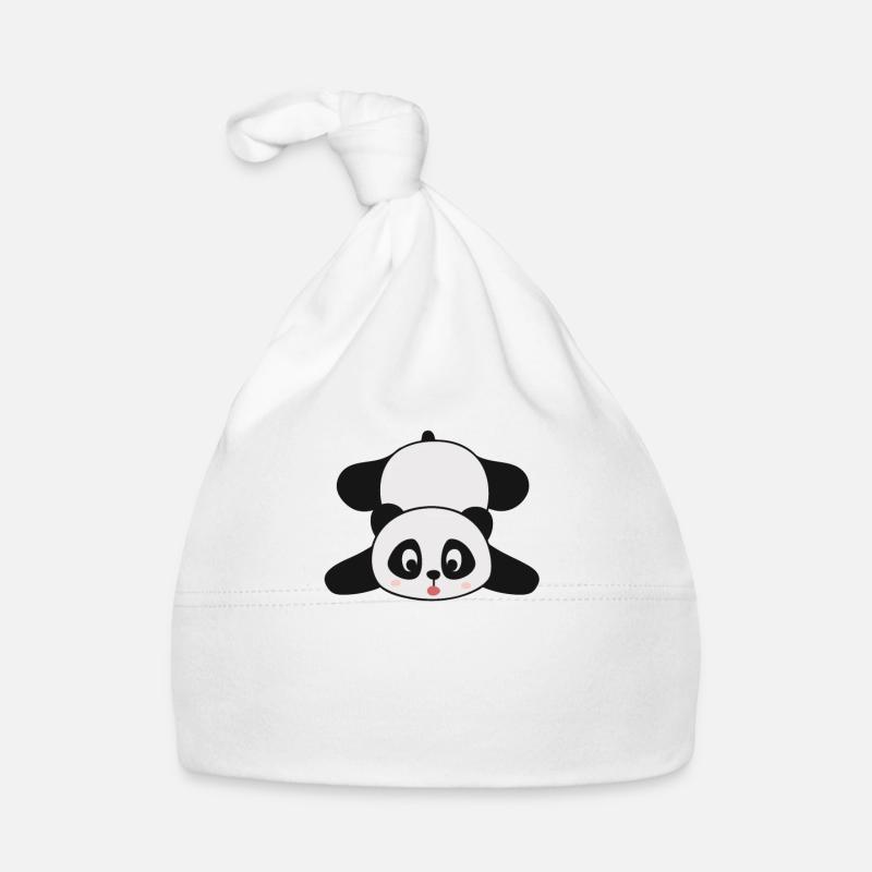 upps panda pandas panda tombe sur le nez - Bonnet bio Bébé - blanc