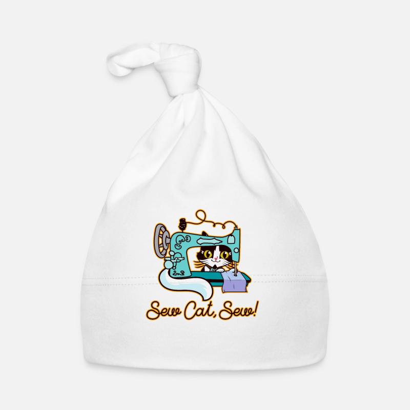 Couture chat hobby tailleur humour - Bonnet bio Bébé - blanc