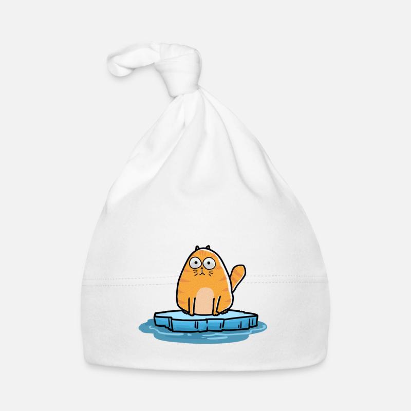 Cat winter time cold frost xmas Organic Baby Cap