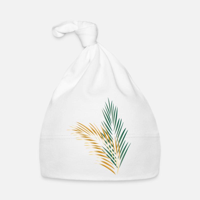 ein grünes und ein goldenes Palmenblatt Baby Bio-Mütze