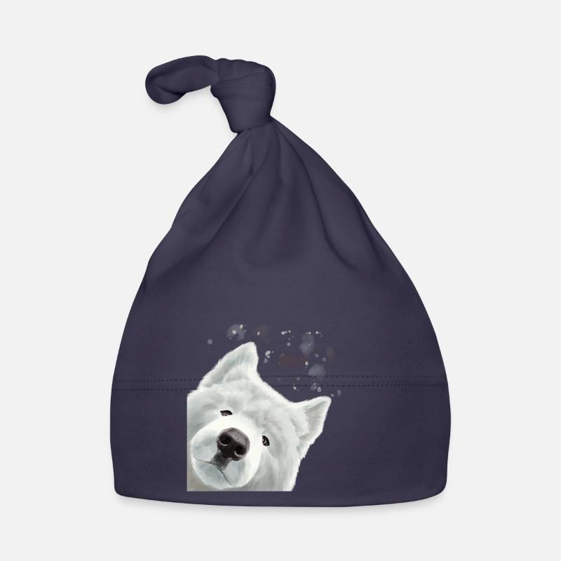 Neugieriges Samojede Hund Baby Bio-Mütze