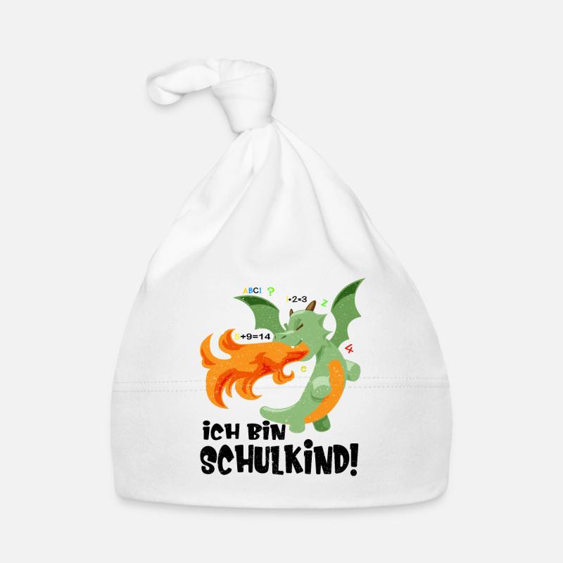 Ich bin Schulkind mit süßem Drachen Baby Bio-Mütze