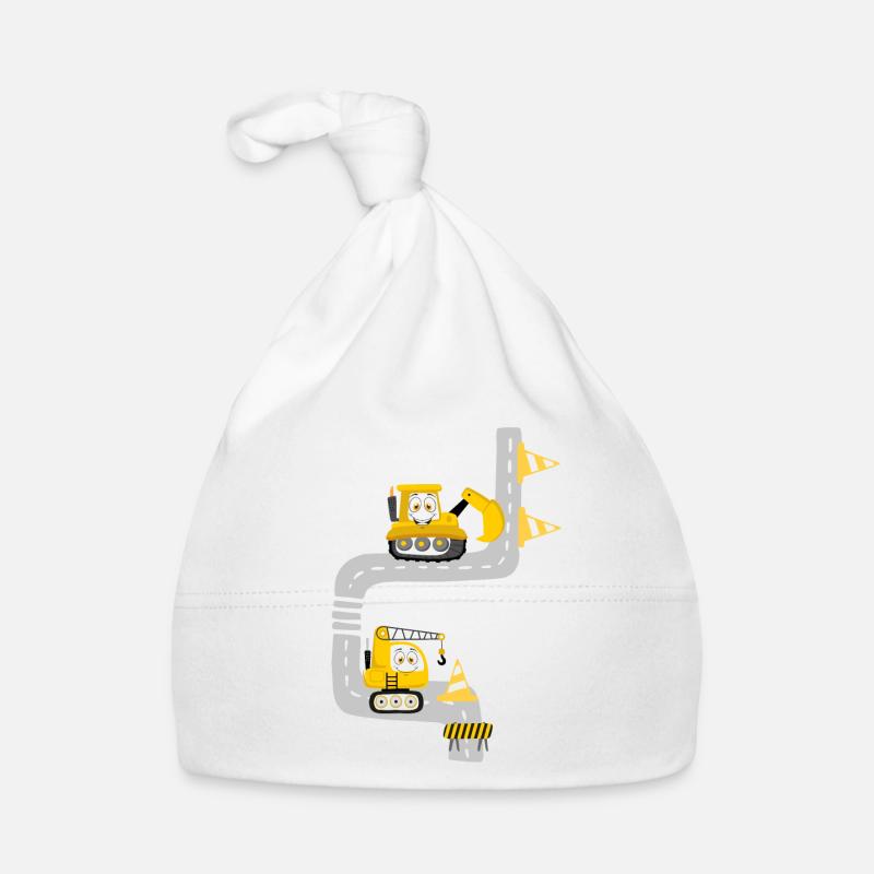 Concevez votre propre pelle avec route et chantier de construction Bonnet bio Bébé