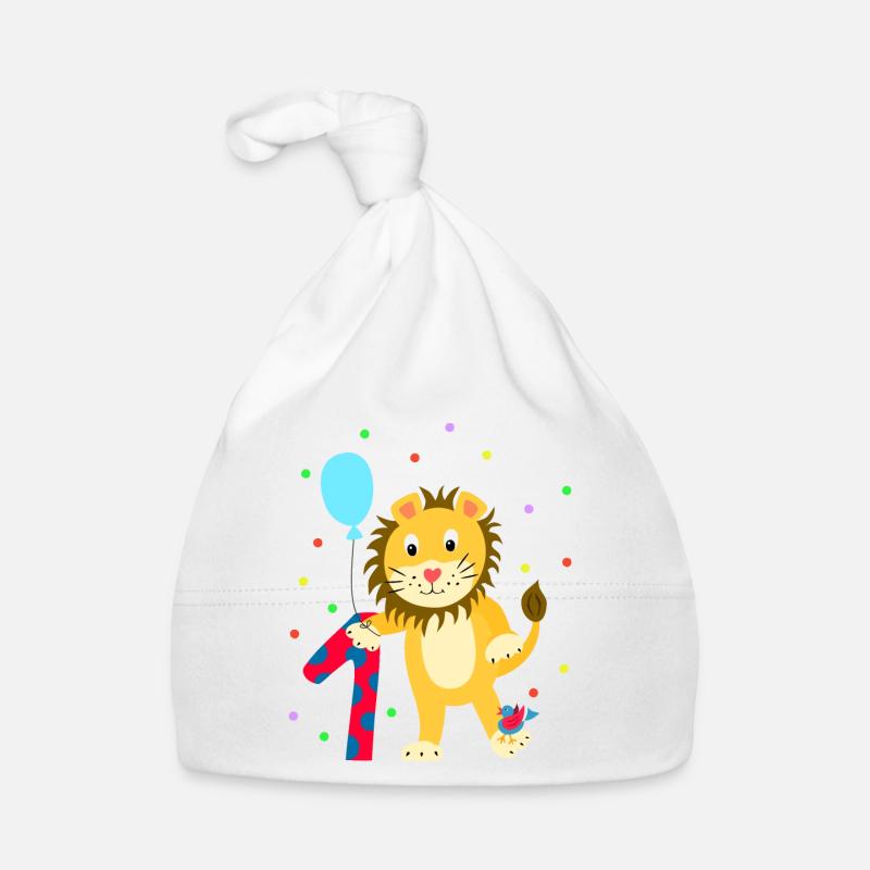 Erster Geburtstag 1. Jahr Löwe süß Geschenk - Baby Bio-Mütze - Weiß