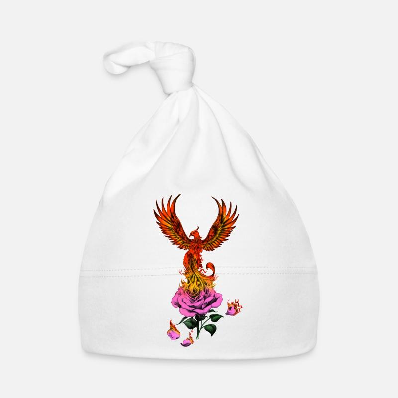 Phoenix - Fire Phoenix - Burning Phoenix - Organic Baby Cap - white