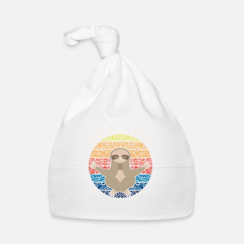 Just Slow Down Faultier Retro Meditation Sloth Baby Bio-Mütze