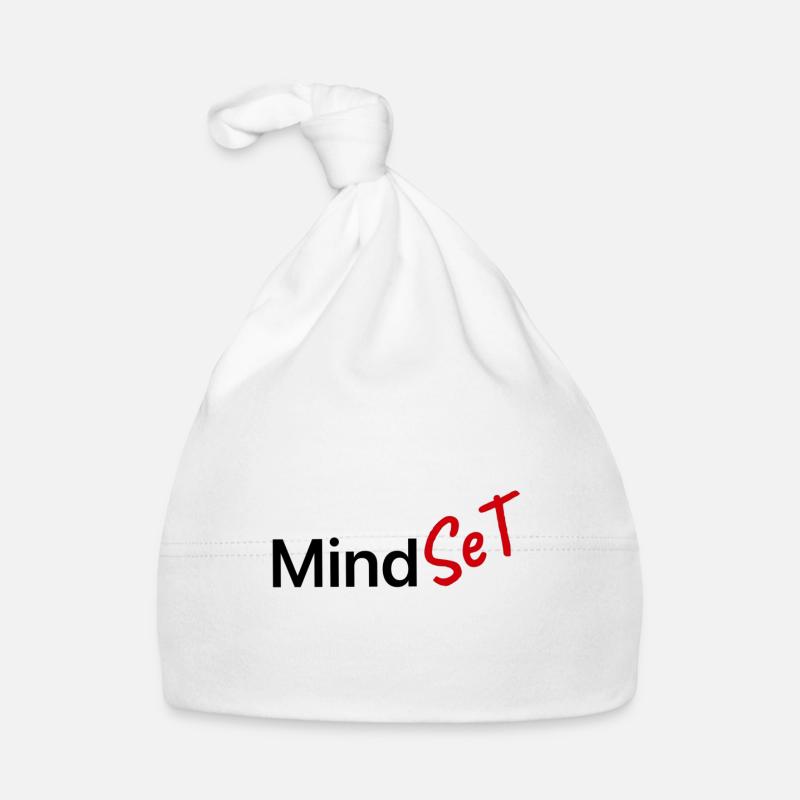 Red Handwritten Set on Black Background Organic Baby Cap