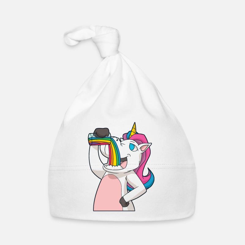 Unicorn drinks the rainbow Organic Baby Cap