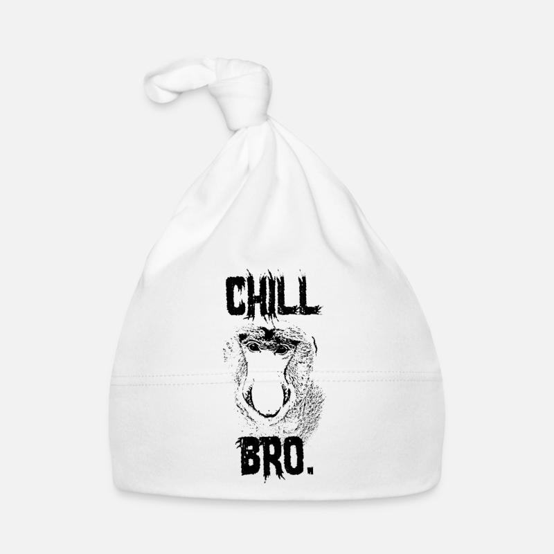 Chill Bro Nasenaffe Geschenk - Baby Bio-Mütze - Weiß