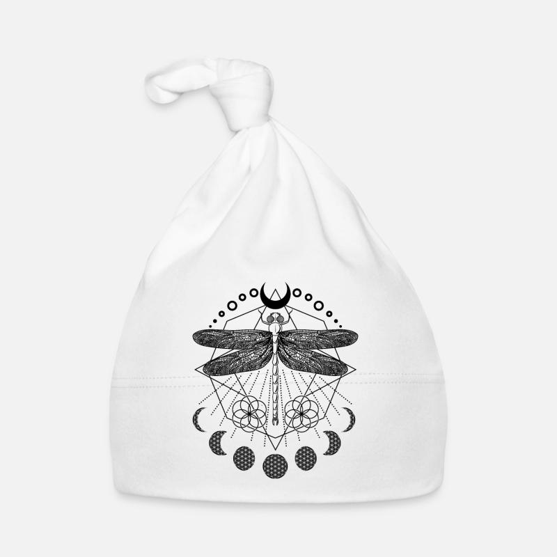 Libelle vintage boho tatouage avec fleur de vie Bonnet bio Bébé