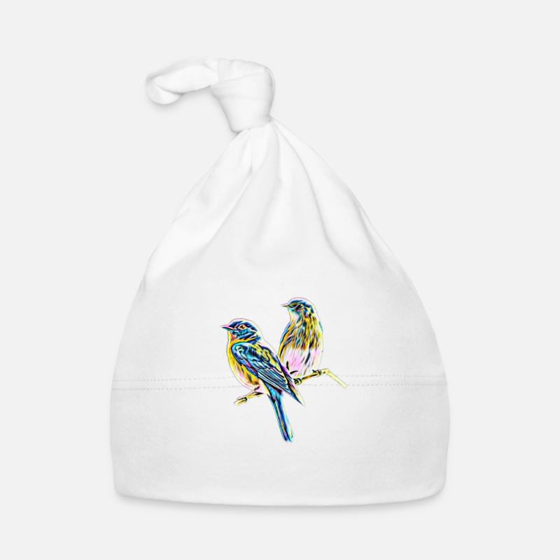 Vögel - Baby Bio-Mütze - Weiß