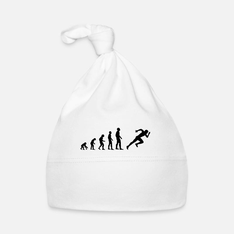 Running human evolution runner sprint Organic Baby Cap
