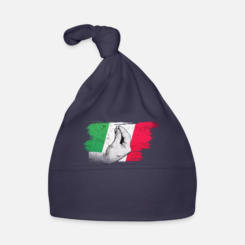 Drapeau italien avec capisci de geste de la main typique? Bonnet bio Bébé