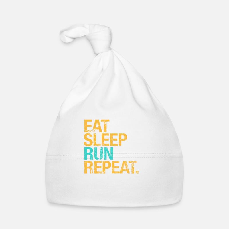 For Runners : Eat, Sleep, Run, Repeat - Bonnet bio Bébé - blanc