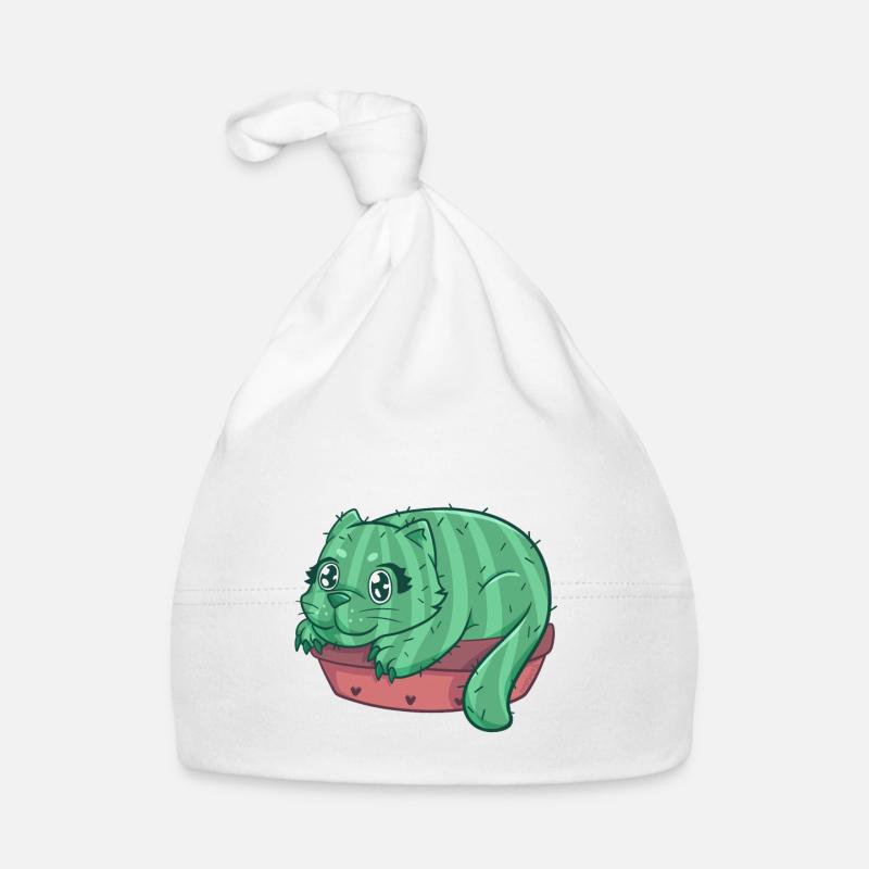 Catcus Katze Kaktus Kätzchen Stubentiger - Baby Bio-Mütze - Weiß