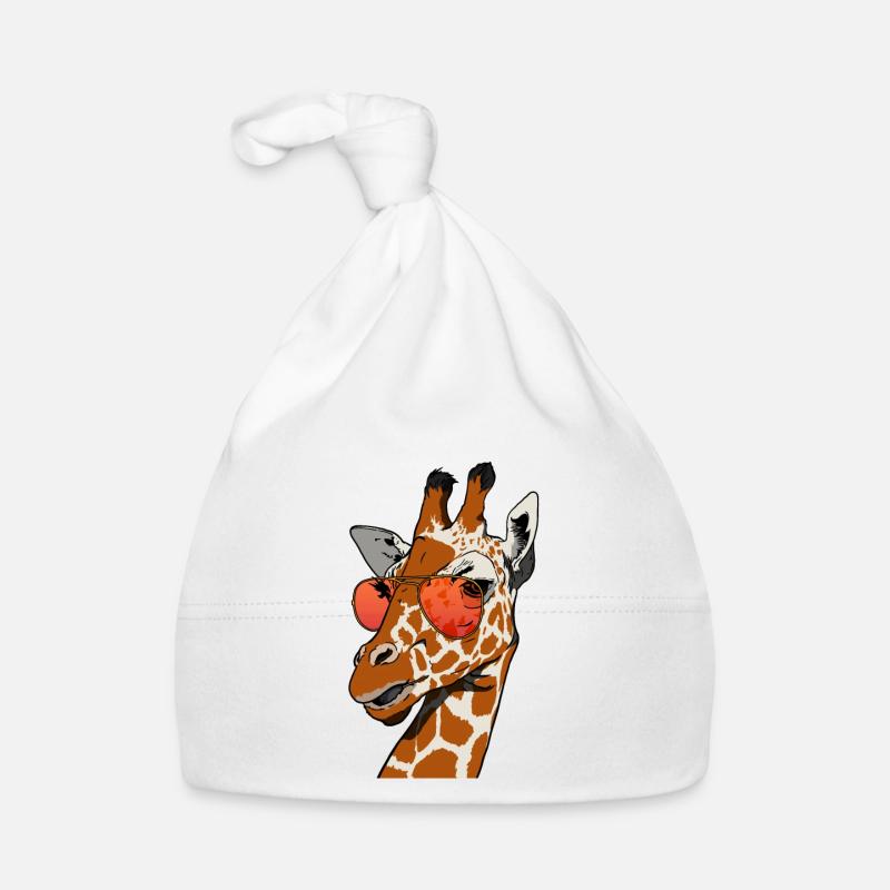 funny giraffe with sunglasses giraffe gift Organic Baby Cap