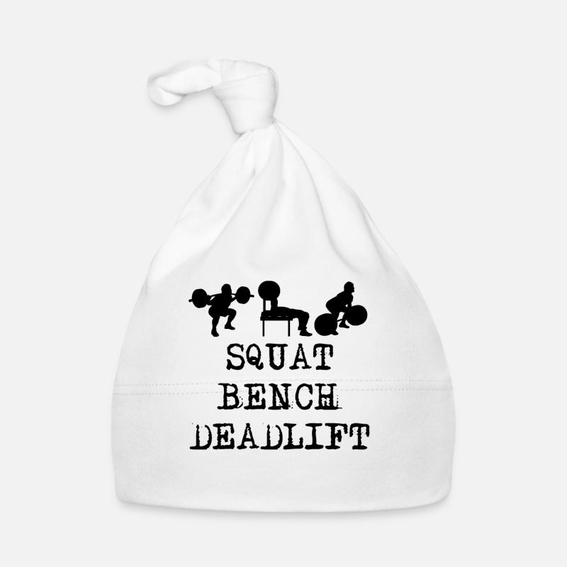 Powerlifting Squat Bench Deadlift Gym - Bonnet bio Bébé - blanc