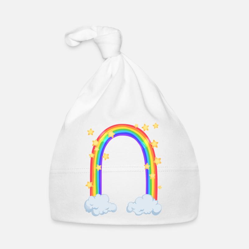 Rainbow - Organic Baby Cap - white