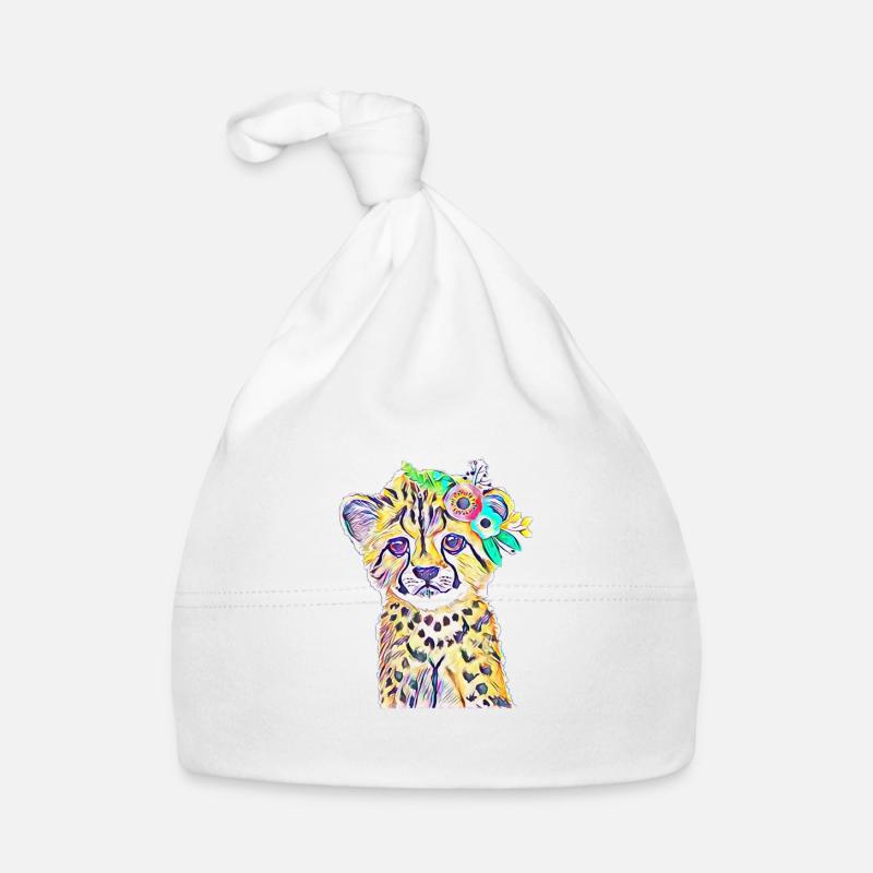 cheetah - Organic Baby Cap - white