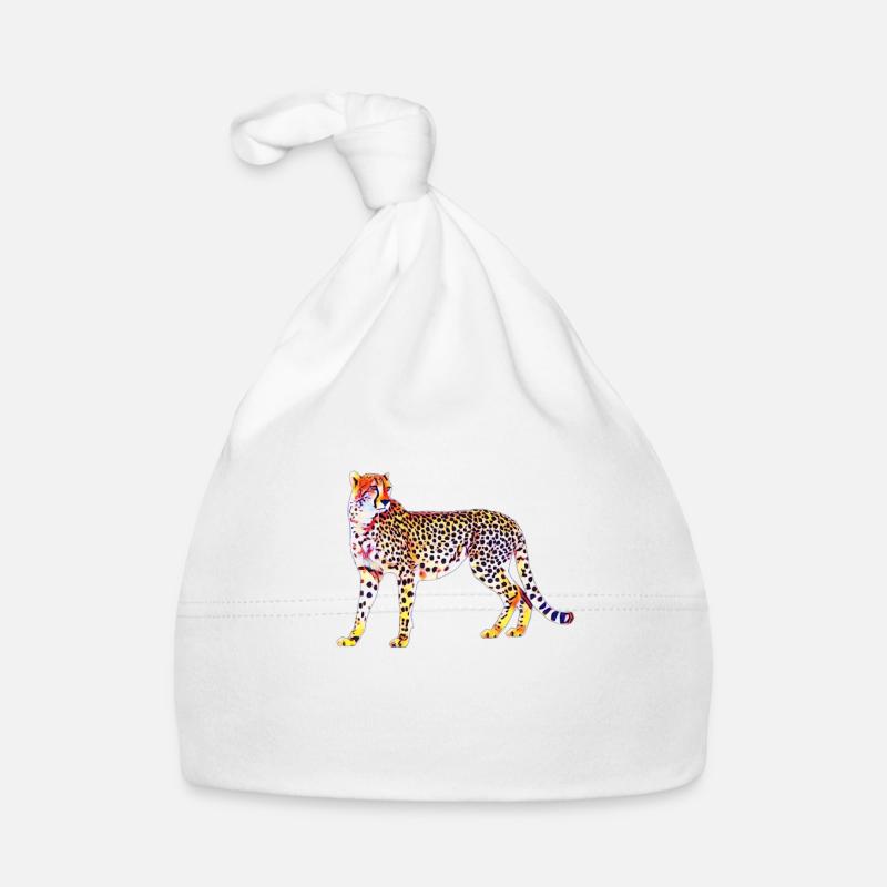 cheetah - Organic Baby Cap - white