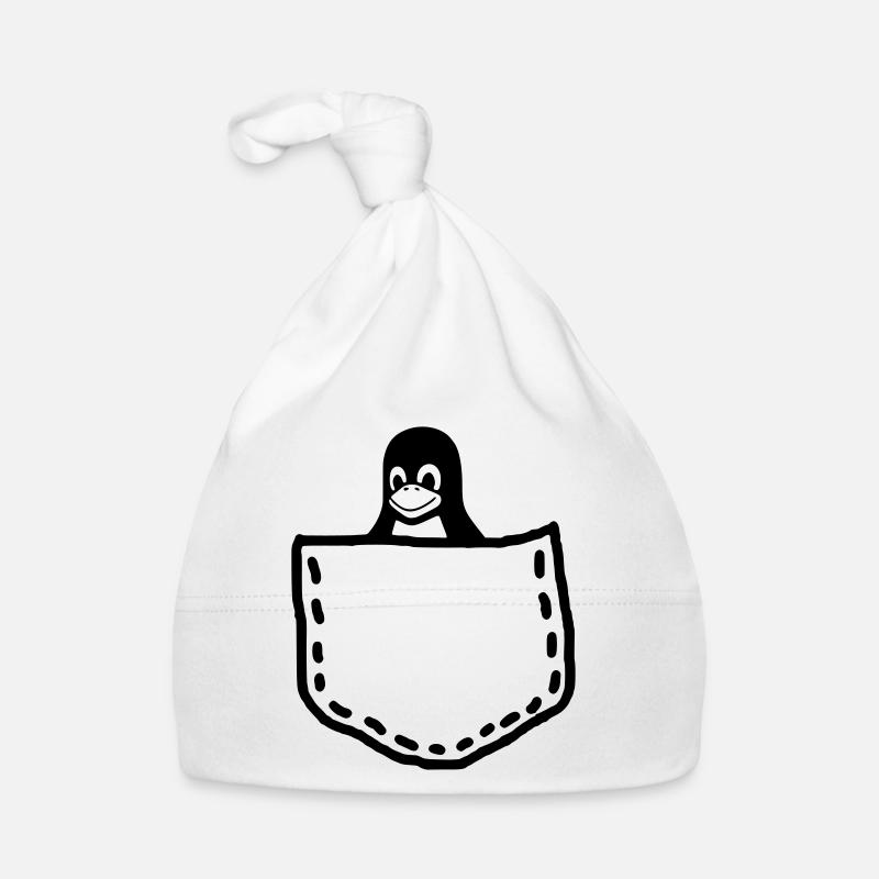 LINUX TUX PINGUIN MASKOTTCHEN - Baby Bio-Mütze - Weiß