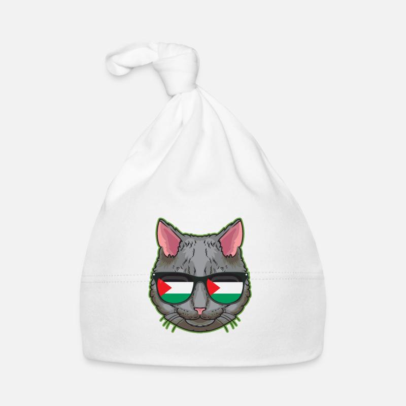 Drapeau Palestine Libre Chat Palestinien de Gaza - Bonnet bio Bébé - blanc