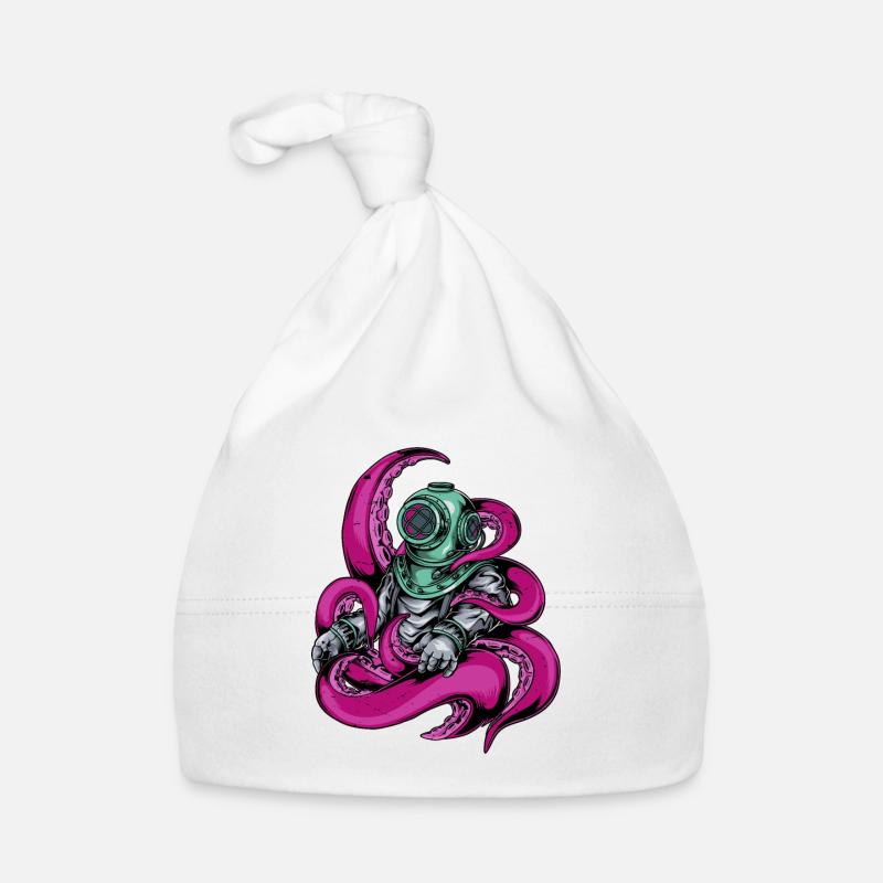 Poulpe de plongeur - Bonnet bio Bébé - blanc