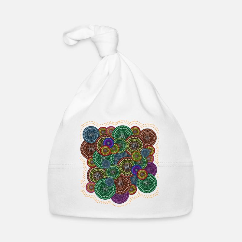 Aboriginal Art Pattern - Organic Baby Cap - white