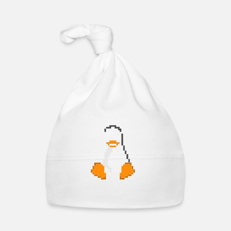 Linux Pinguin Pixel Art Sys Admins Computer Hacker - Baby Bio-Mütze - Weiß