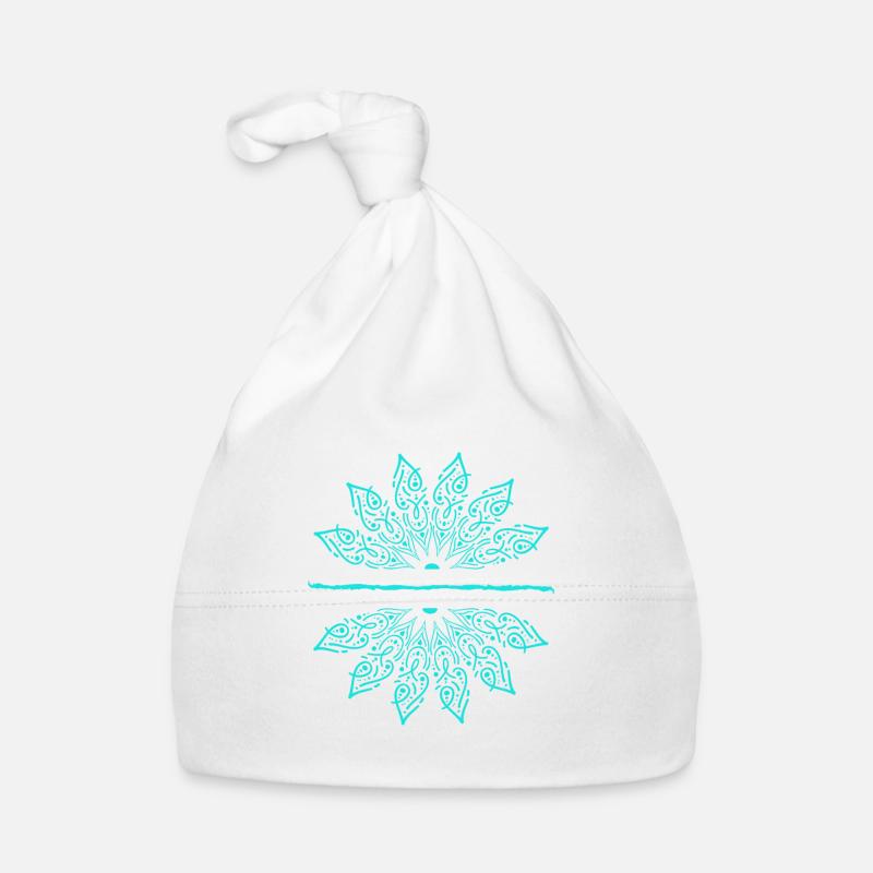 Méditation Yoga Unalome Fleur de Lotus - Bonnet bio Bébé - blanc