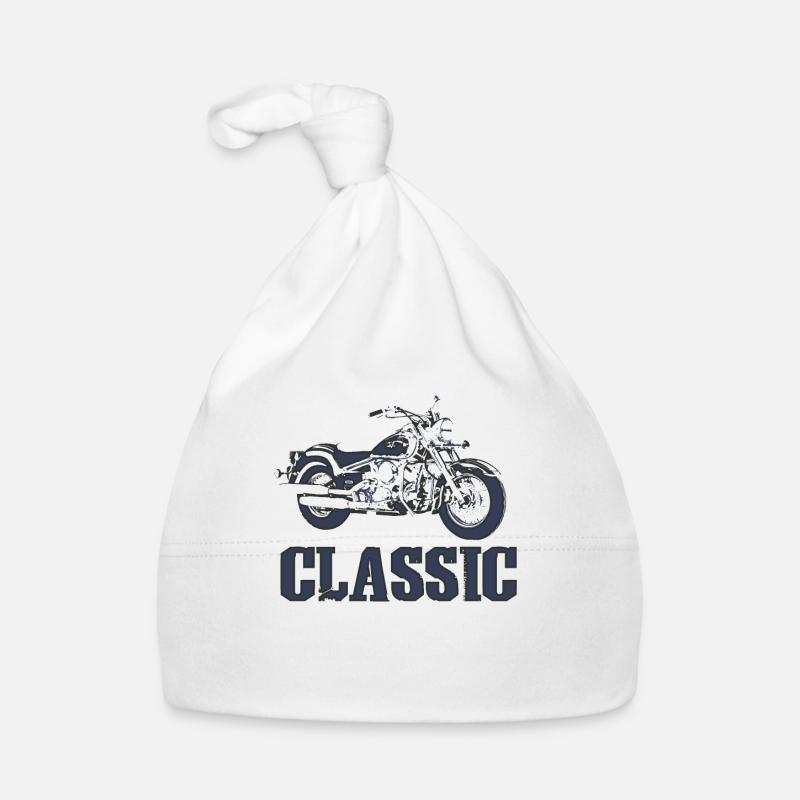 Conception de moto "classique" - Bonnet bio Bébé - blanc