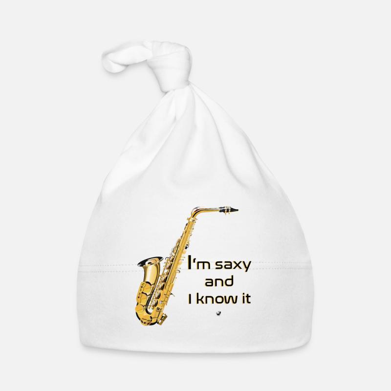 Saxophone Abbildung mit Inschrift Baby Bio-Mütze