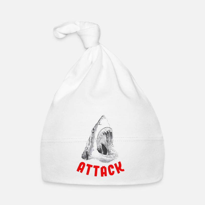 Shark Attack Danger Funny Beach Gift Idea Organic Baby Cap