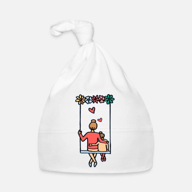 Amour et sécurité mère et fille - Bonnet bio Bébé - blanc