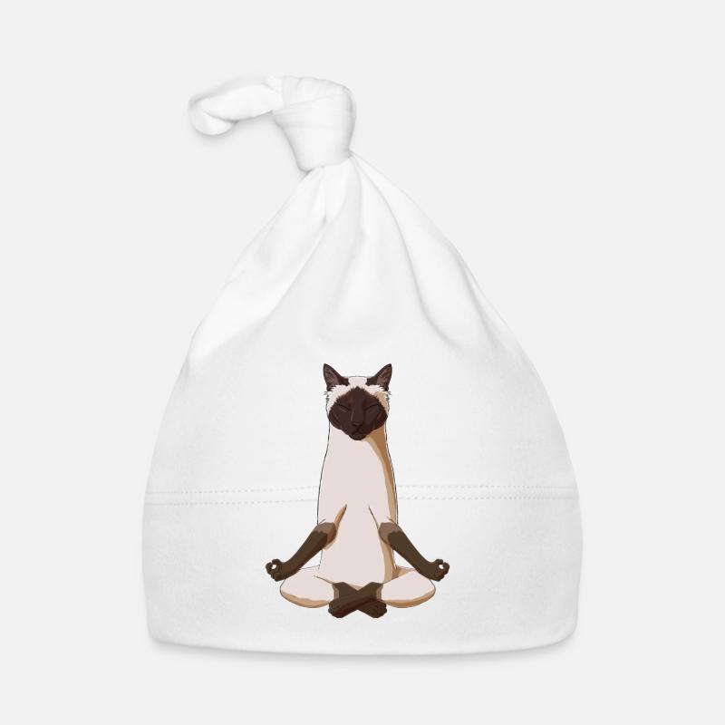 Meditating Siamese Cat Organic Baby Cap