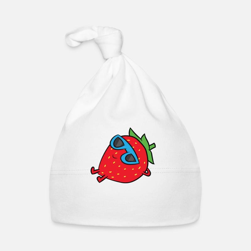 Strawberry Summer Fruit Sunglasses On Strawberry Organic Baby Cap